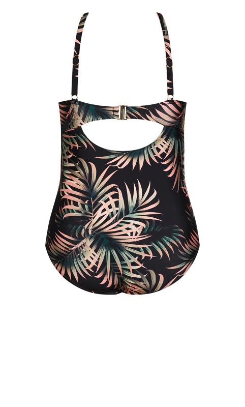 Evans Black Palm Print Halter Swimsuit 4