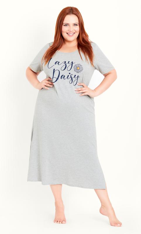  Grande Taille Evans Grey 'Lazy Daisy' Midi Nightdress