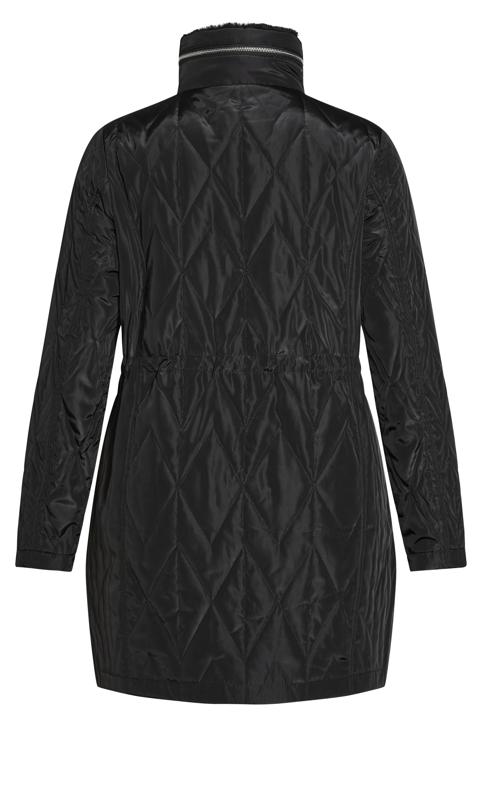 Faux Fur Collar Black Padded Coat 12