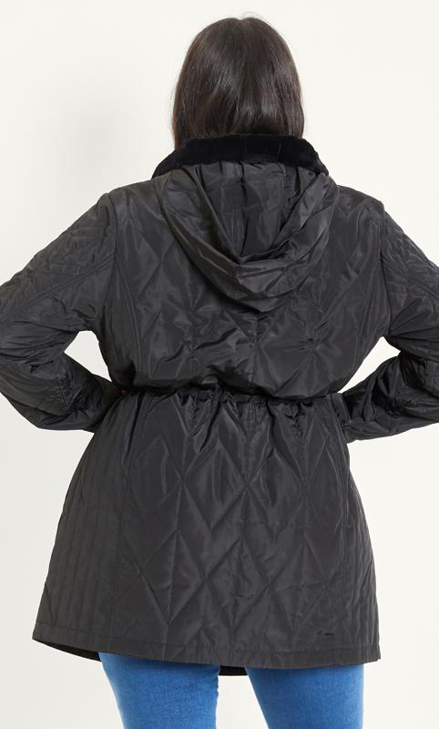 Faux Fur Collar Black Padded Coat 5