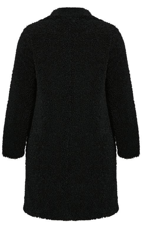 Avenue Black Teddy Midi Coat | Evans 8
