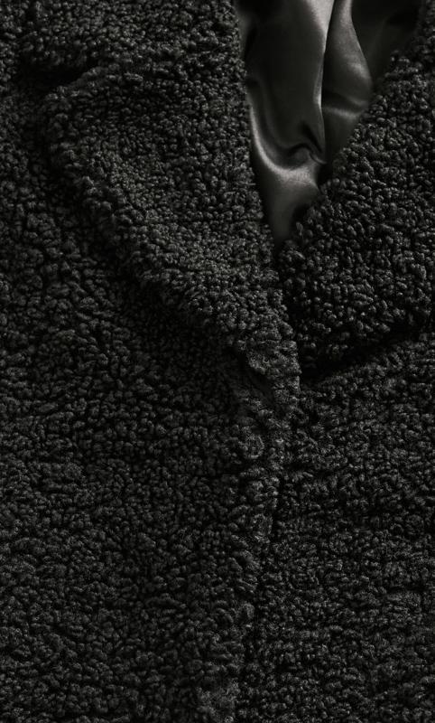 Avenue Black Teddy Midi Coat | Evans 9