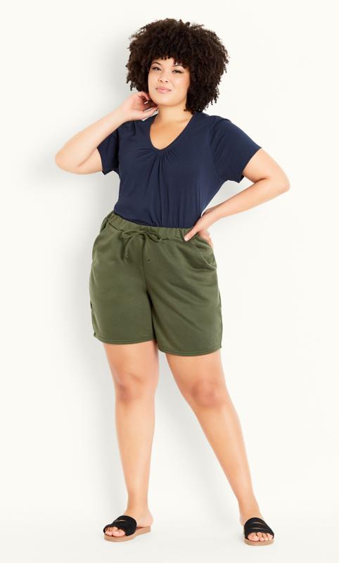 Plus Size  Evans Khaki Green Jersey Shorts
