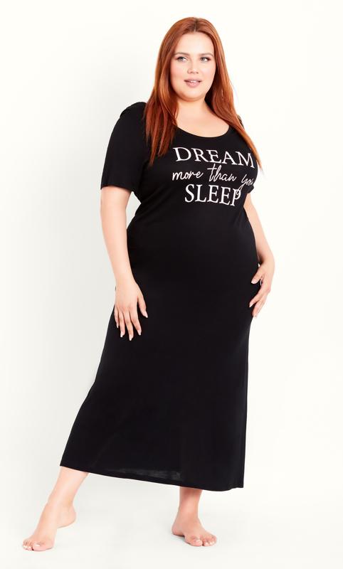 Contrast Lace V-Neck Black Sleep Dress | Evans