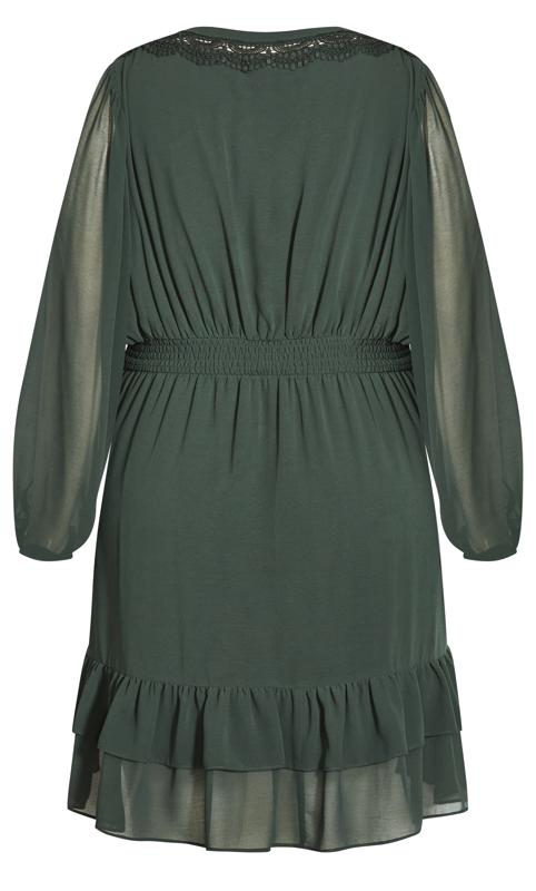 Evans Green Ruffle & Lace Trim Mini Dress 5