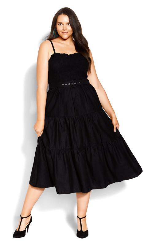 Evans Black Shirred Sunset Maxi Dress 1