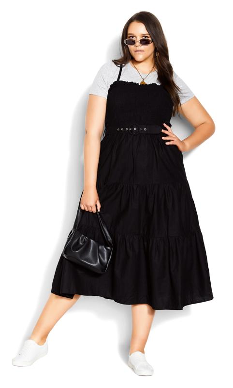 Evans Black Shirred Sunset Maxi Dress 3