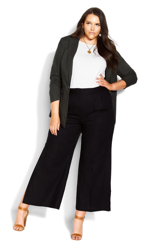 Evans Black High Waisted Wide Leg Trousers 1