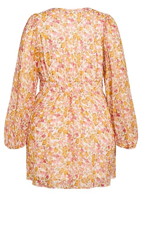 Evans Pink & Orange Spring Floral Print Mini Dress 4