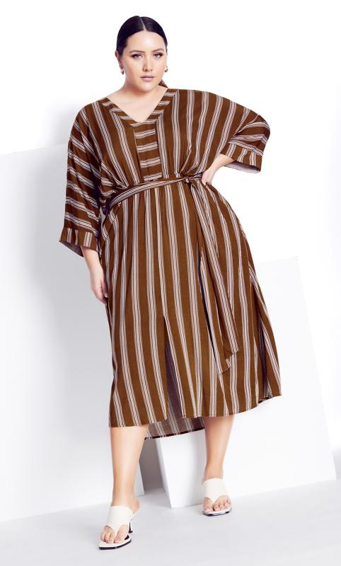 Evans Brown Casablanca Stripe Dress 1