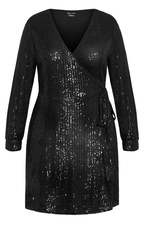 Evans Black Sequin Wrap Dress 4