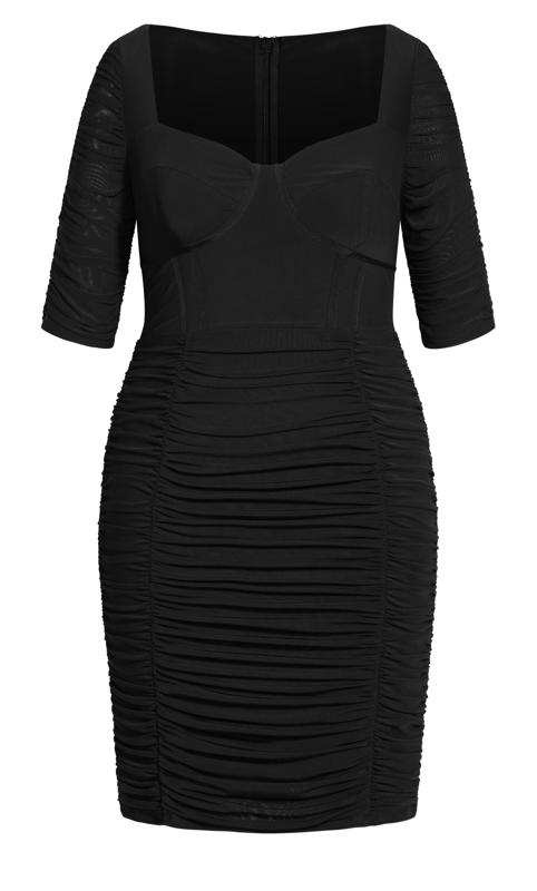 Bustier Elbow Sleeve Black Dress 4