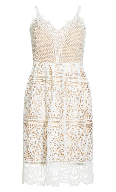 Evans White Strapless Lace A-Line Midi Dress 4