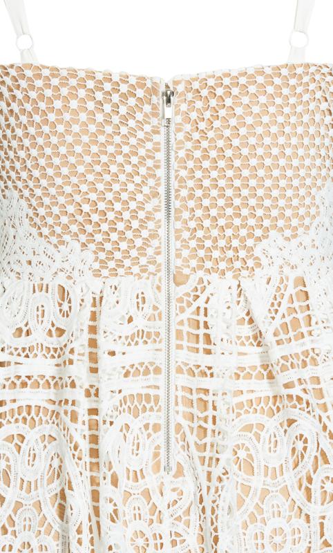 Evans White Strapless Lace A-Line Midi Dress 6