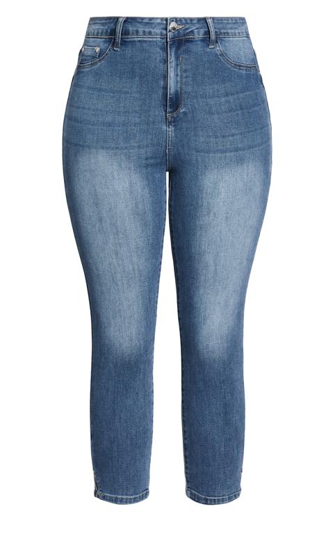 City Chic Blue Mid Wash Cropped Skinny Jeans 4