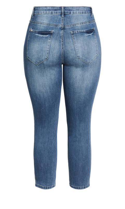 City Chic Blue Mid Wash Cropped Skinny Jeans 5