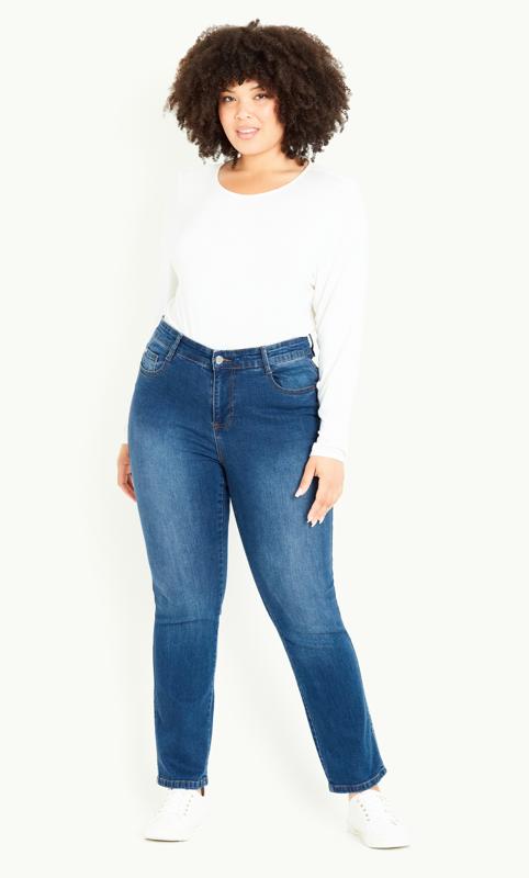 Plus Size  Evans Mid Blue Washed Slim Fit Jeans