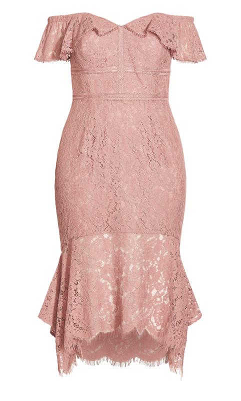 Evans Pink Lace Bardot Midi Dress 4