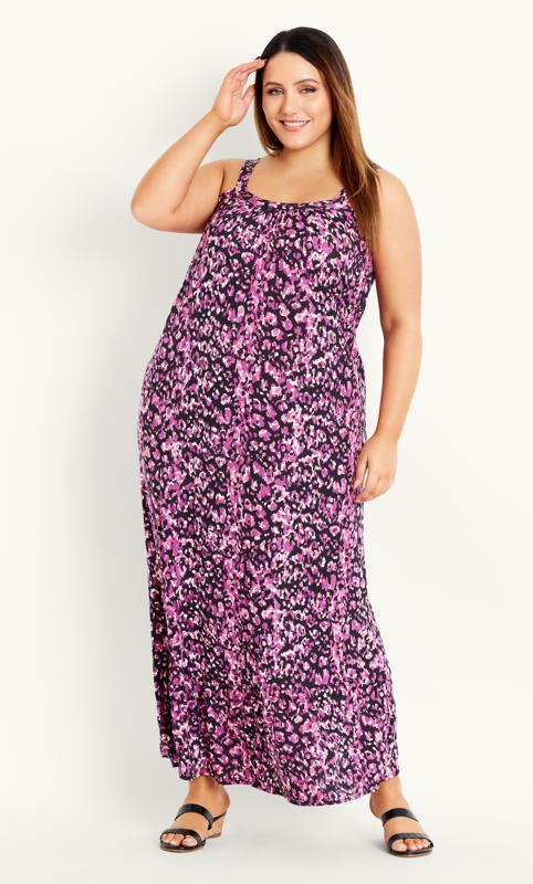  Grande Taille Evans Purple Animal Print Maxi Dress