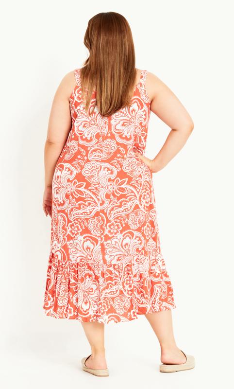 Strappy Tiered Dress Coral 2