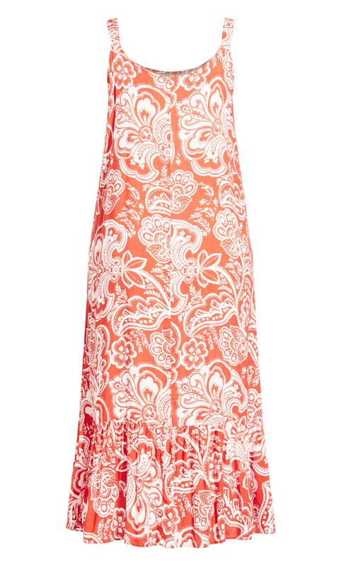 Strappy Tiered Dress Coral 4