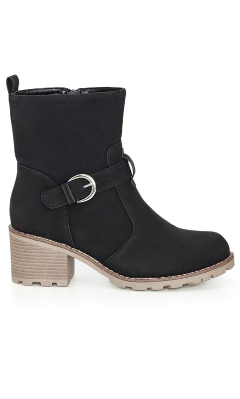 Evans Black Faux Suede Buckle & Heeled Boots 2