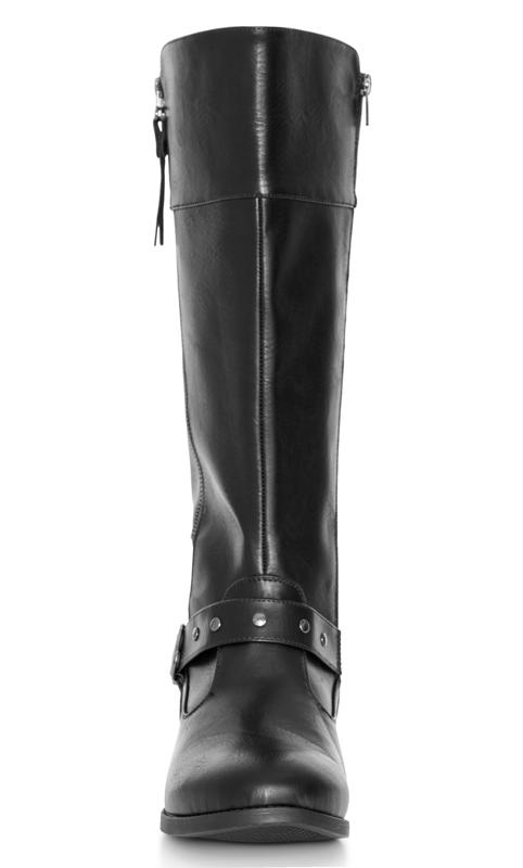 Evans Black Faux Leather Zip Knee High Boots 5