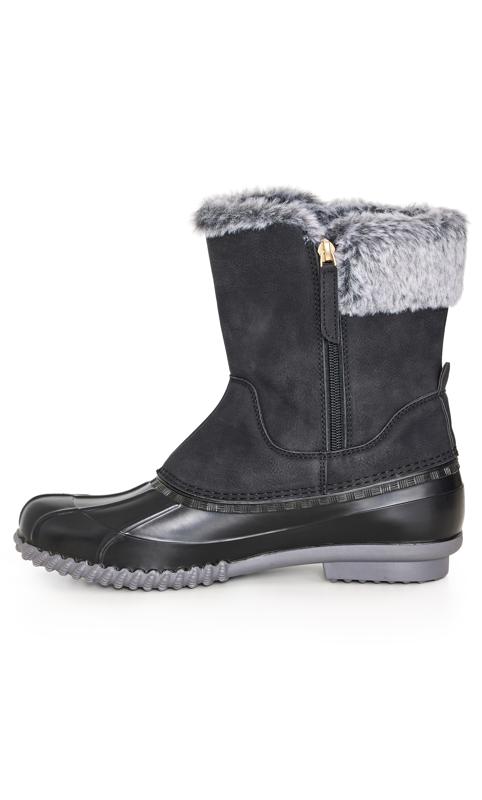 Evans WIDE FIT Black Faux Fur Lined Embroided Snow Boots 4
