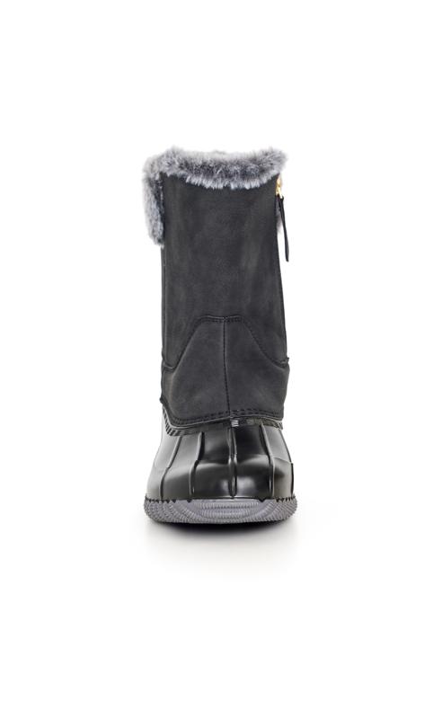 Evans WIDE FIT Black Faux Fur Lined Embroided Snow Boots 5