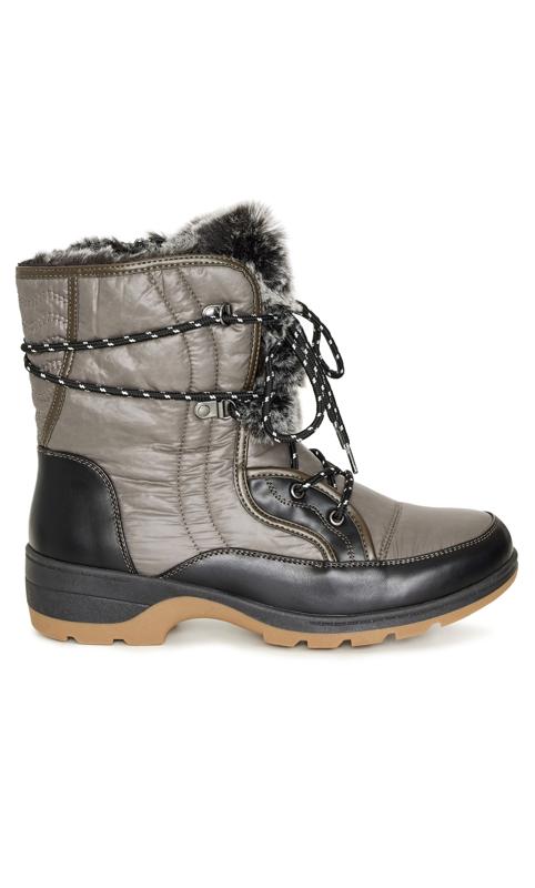 Plus Size  Avenue WIDE FIT Black & Grey Faux Fur Lined Snow Boots