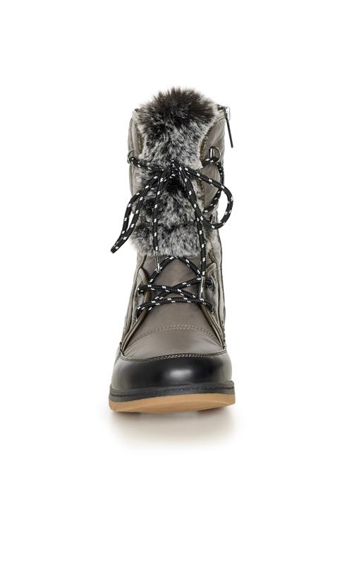 Evans WIDE FIT Black & Grey Faux Fur Lined Snow Boots 5