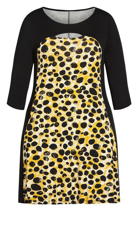 Evans Black & Yellow Animal Print Cut Out Dress 4