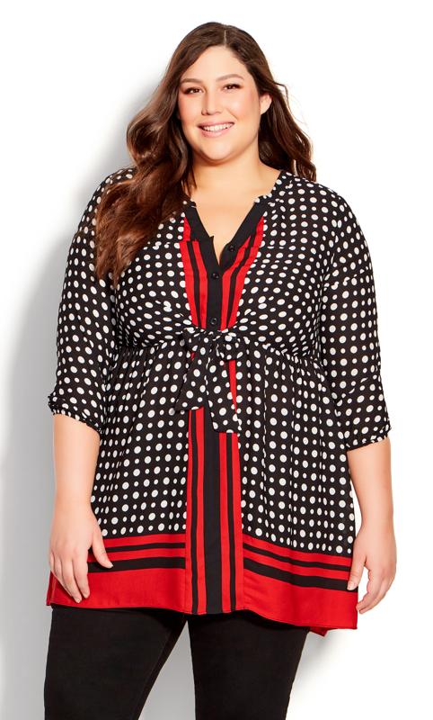 Evans Black Staci Tie Print Shirt 2