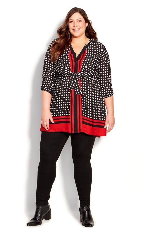 Evans Black Staci Tie Print Shirt 3