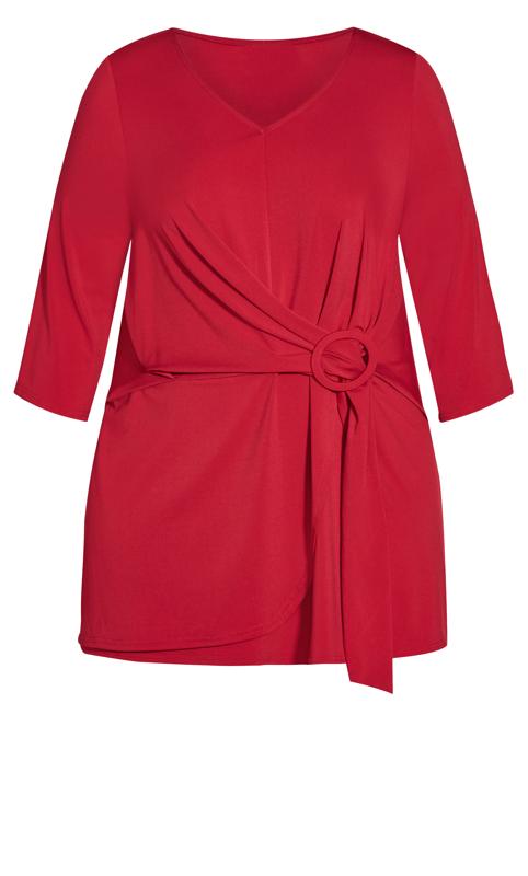 Evans Red Buckle Detail Wrap Tunic 6