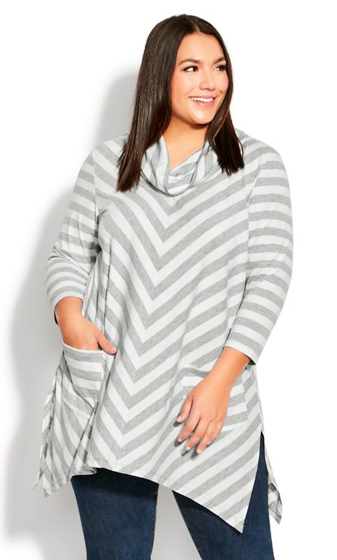Plus Size  Avenue Grey Emily Panel Stripe Tunic