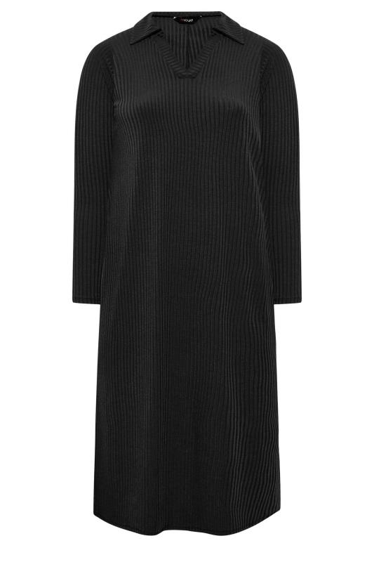 Curve Plus Size Black Ribbed Spilt Sides Midi Dress | Yours Clothing 6
