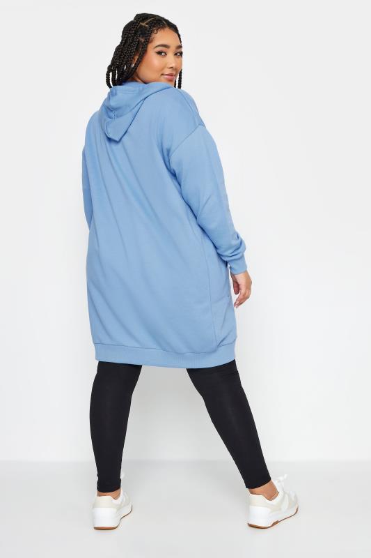 YOURS Plus Size Blue Longline Zip Through Hoodie | Yours Clothing 3