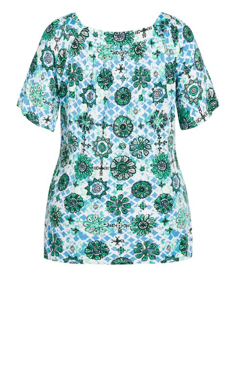 Paisley Tile Square Neck Green Top 7