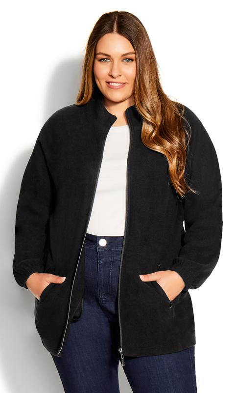 Plus Size  Avenue Black Polar Fleece Zip Jacket