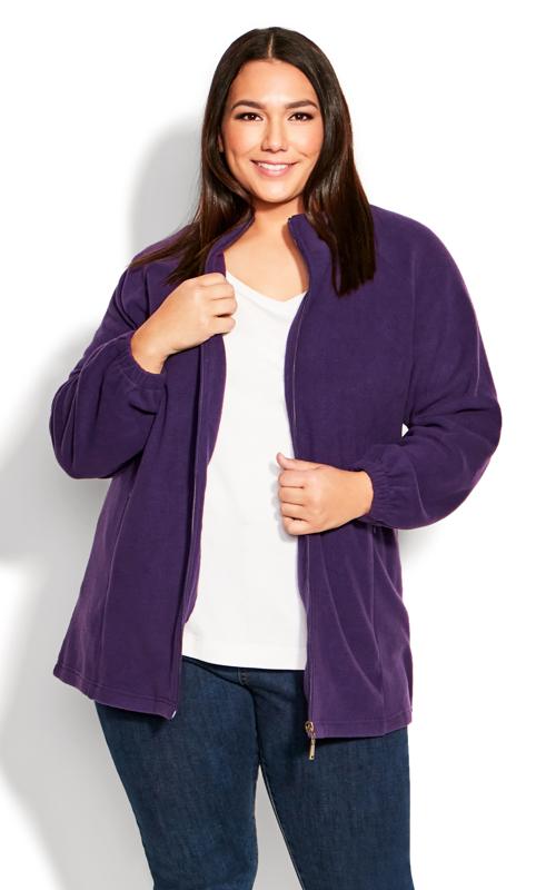 Plus Size  Evans Purple Polar Fleece Zip Jacket