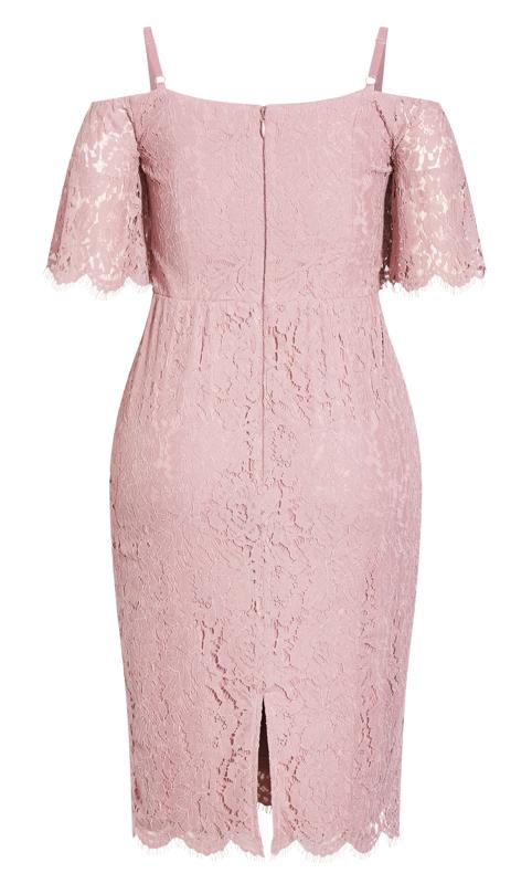 Evans Blush Pink Floral Lace Cold Shoulder Midi Dress 4