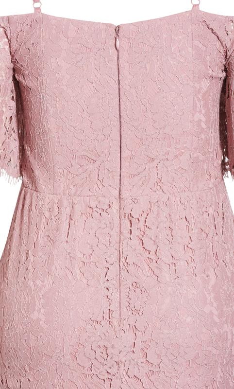 Evans Blush Pink Floral Lace Cold Shoulder Midi Dress 5