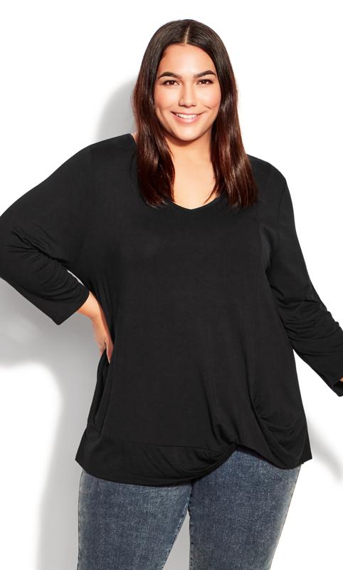 Evans Black Twist Hem Top 3