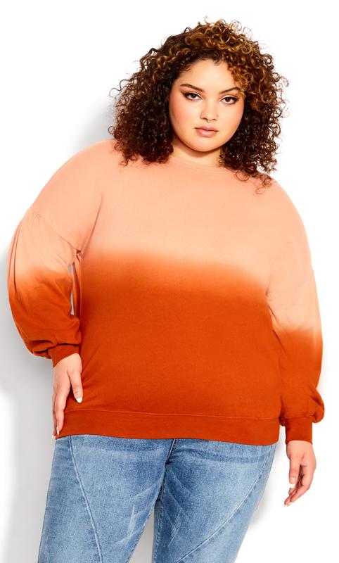 Ziggy Round Neck Relaxed Fit Sunset Orange Sweat Top 3