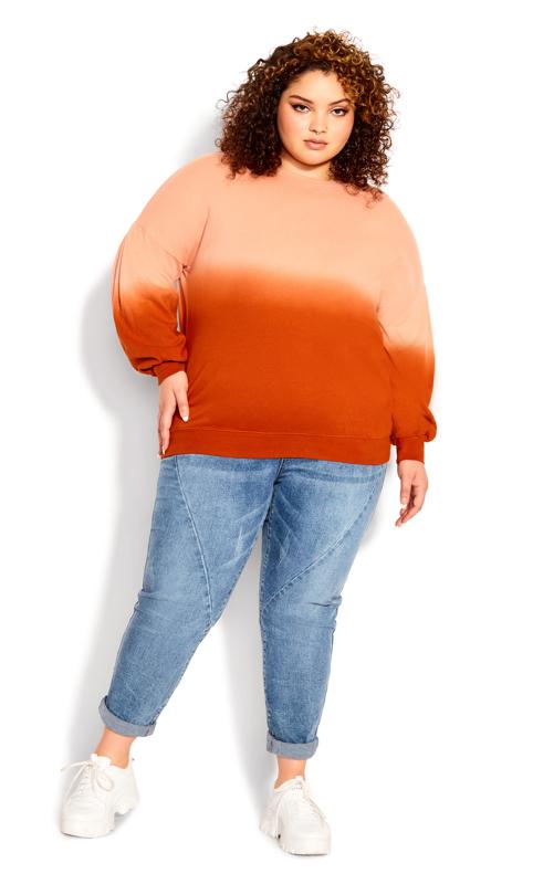 Ziggy Round Neck Relaxed Fit Sunset Orange Sweat Top 4
