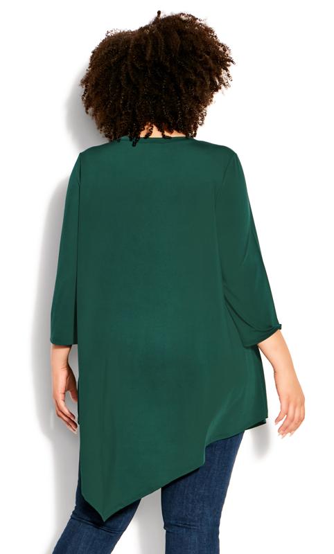 Sadie V-Neck Button Front 3/4 Sleeve Ivy Green Tunic  3
