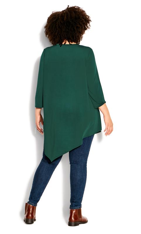 Sadie V-Neck Button Front 3/4 Sleeve Ivy Green Tunic  4