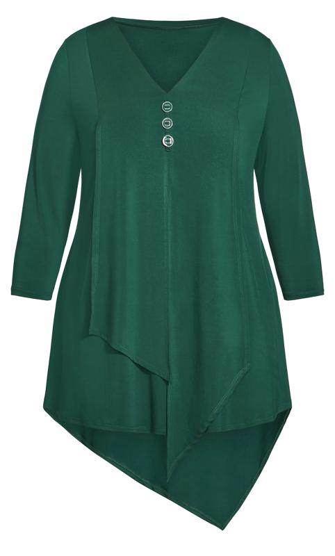 Sadie V-Neck Button Front 3/4 Sleeve Ivy Green Tunic  5