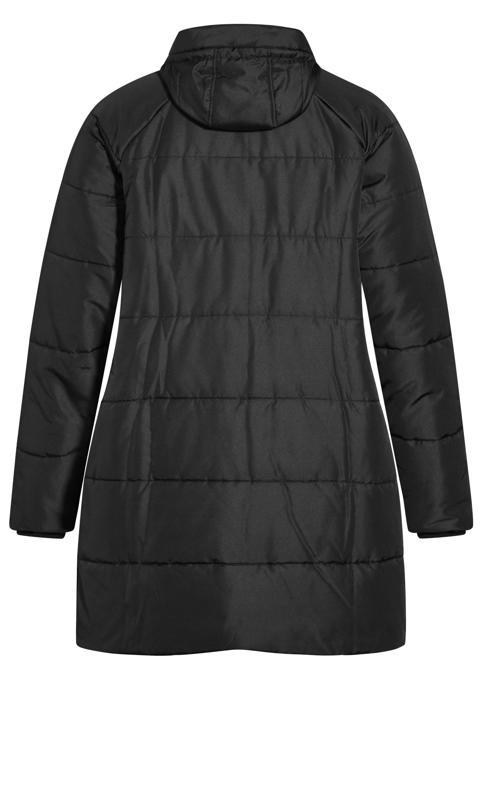 Padded Longline Hooded Black Coat 8